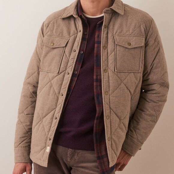 NWT$188 MARINE LAYER Olin Quilted Insulated Overshirt Jacket Cabincore Taupe MED - Picture 3 of 5